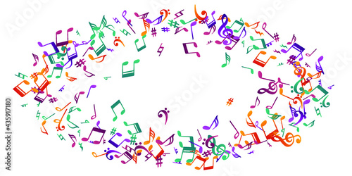 Musical note icons vector illustration. Symphony notation elements burst.