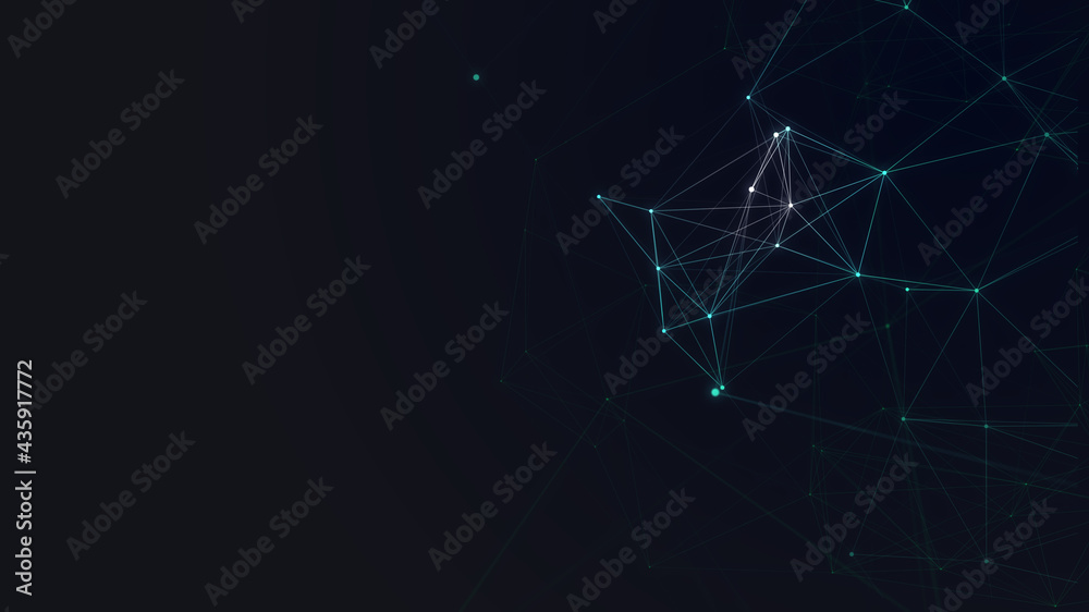 Abstract loop plexus background with dots and lines moving in space. 3d rendering