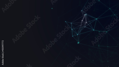Abstract loop plexus background with dots and lines moving in space. 3d rendering