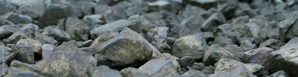 large stones on the bank by the river