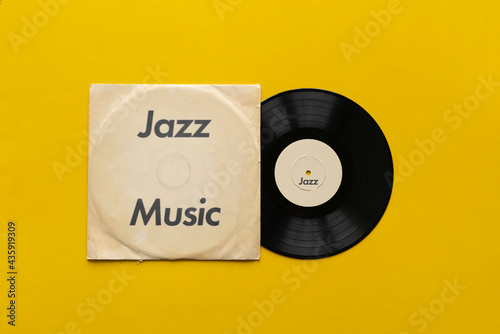 jazz music on the old retro vinyl disc lp record, audio vintage album