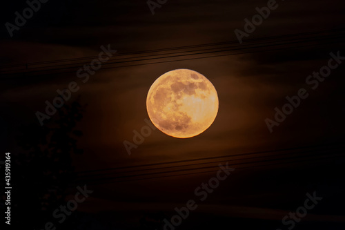 The super moon of May the 26 th 2021 seen from the province of Pisa, Tuscany, Italy, Europe