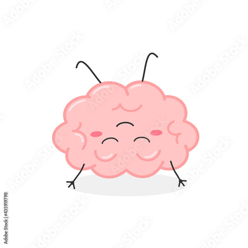 Cartoon human brain organ meditating upside down