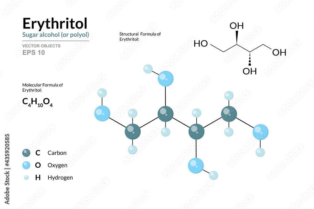 Erythritol. Food Additive and Sugar Substitute. Sugar alcohol (or