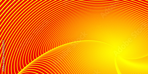 A very beautiful spiral cross pattern of yellow and orange lines and dots on a red background with a bright light in the center. Flying dots balls