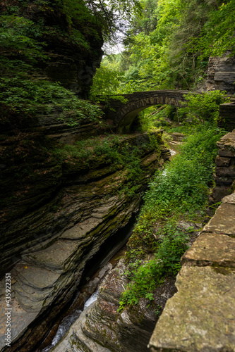 Falls at the Watkins Glen State Park in Schuyler  Finger Lakes  New York  United States