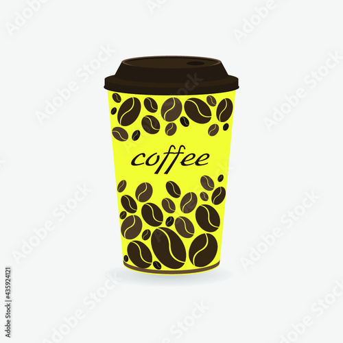 Coffee Cup - Mockup template for cafe, restaurant corporate identity design. Black, White, Brown Cardboard Coffee Cup Mockup. Vector template of disposable plastic and paper tableware for hot drinks