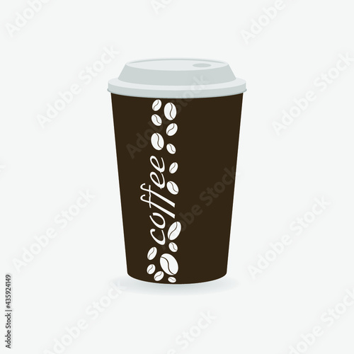 Coffee Cup - Mockup template for cafe, restaurant corporate identity design. Black, White, Brown Cardboard Coffee Cup Mockup. Vector template of disposable plastic and paper tableware for hot drinks