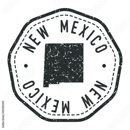 New Mexico, USA Map Stamp Retro Postmark. Silhouette Postal Passport. Seal Round Vector Icon. Badge Vintage Postage Design.
