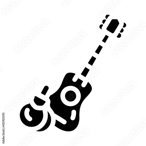 guitar and castanets glyph icon vector. guitar and castanets sign. isolated contour symbol black illustration