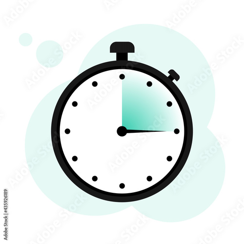 Black timer. Stopwatch icon in flat style. Clock and watch, countdown symbol. 