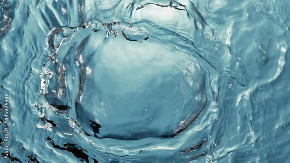 Super Slow Motion of Water Surface at 1000fps. Top Down View.