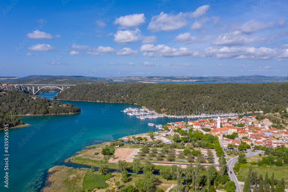Fototapeta premium Town of Skradin on Krka river, Dalmatia, Croatia
