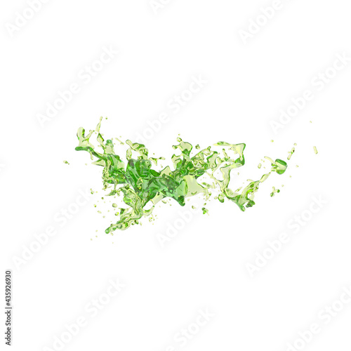 3D illustration of realistic green energy drink splash