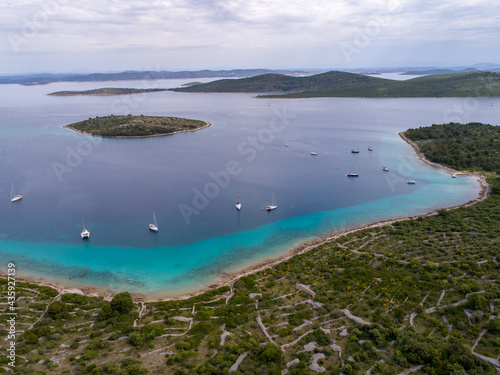 Croatian islands and sailing ships from drone view © SAndor