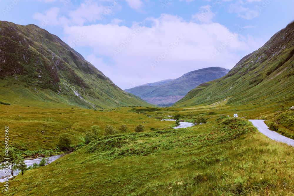 Glen Etive in the Scottish Highlands, a famous movie location for the James Bond movie 