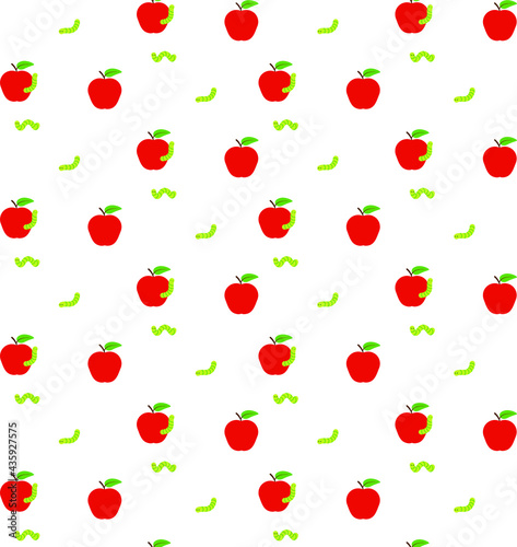 seamless pattern with apples and worms