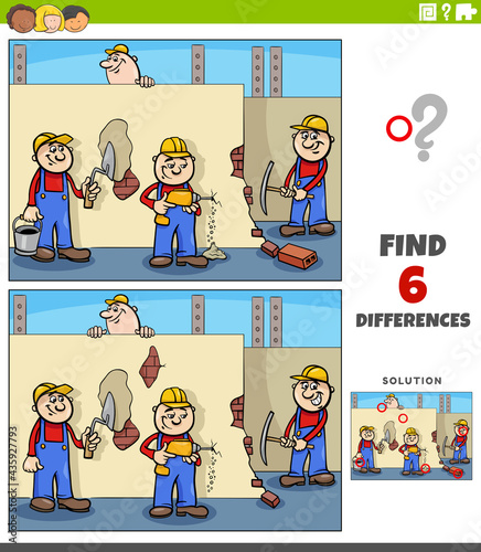 differences educational game with cartoon workers