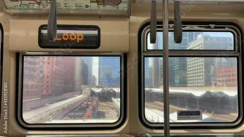 CHICAGO, UNITED STATES - May 15, 2021: CTA Train Ride in The Loop