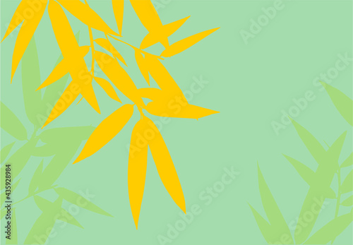 Bamboo leaf composition in design. Vector romantic landscape with bamboo trees on a white and gray background  and various attractive colors make an exclusive design