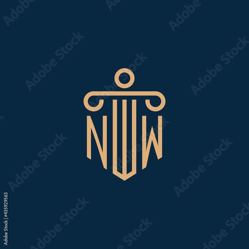 NW initial for law firm logo, lawyer logo with pillar