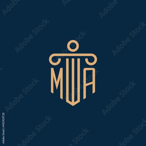 MA initial for law firm logo, lawyer logo with pillar