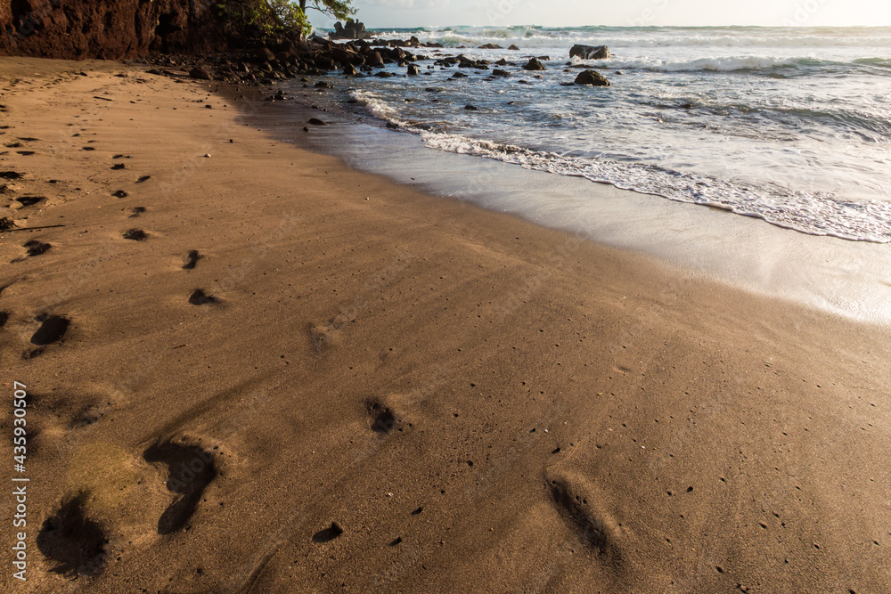 The Red Sand Of Koki Beach and Ka iwi o Pele , Koki Beach Park, Hana, Maui, Hawaii, USA The Red Sand Of Koki Beach and Ka iwi o Pele , Koki Beach Park, Hana, Maui, Hawaii, USA
