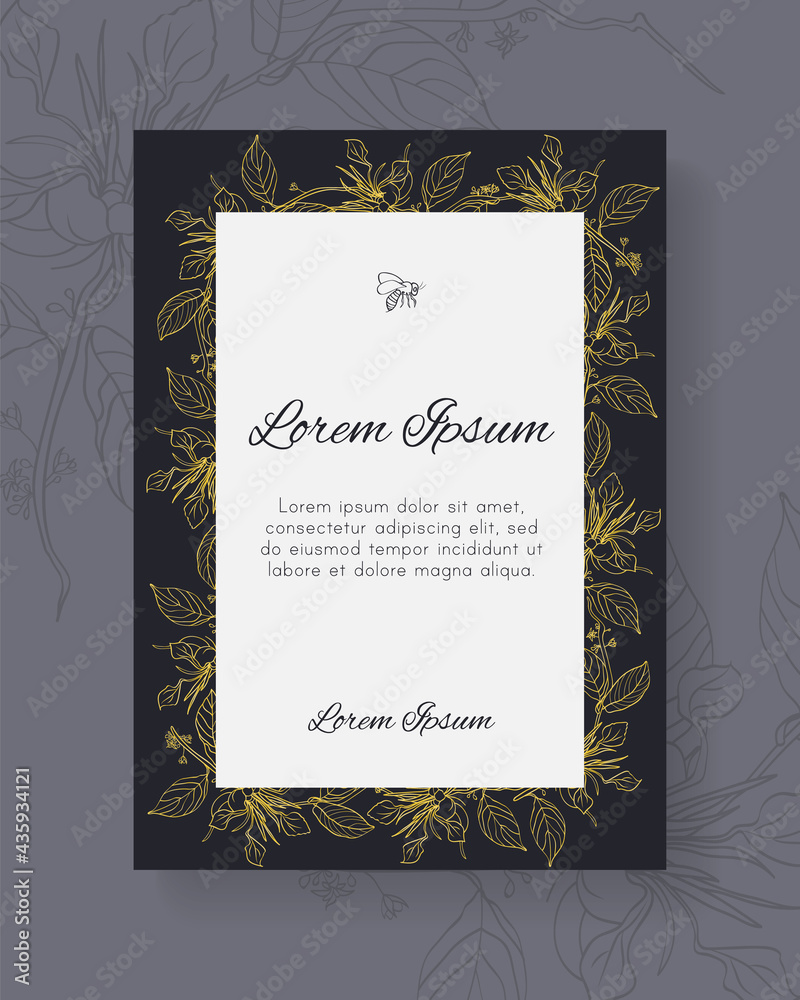 Invitation card black background with gold flowers Stock Vector | Adobe ...