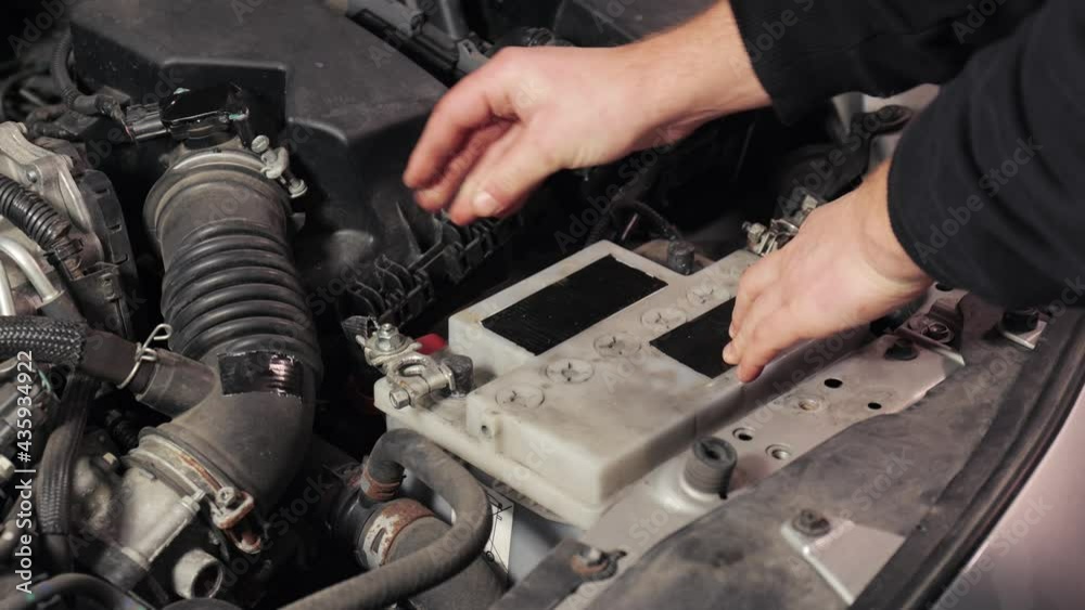 Removing old battery from car Removing old battery from car