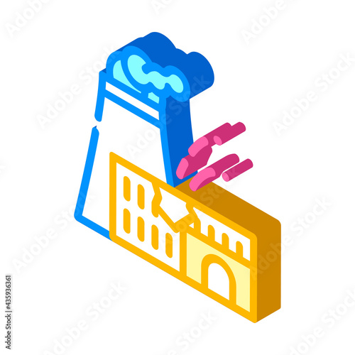 explosion at nuclear power plant disaster isometric icon vector. explosion at nuclear power plant disaster sign. isolated symbol illustration
