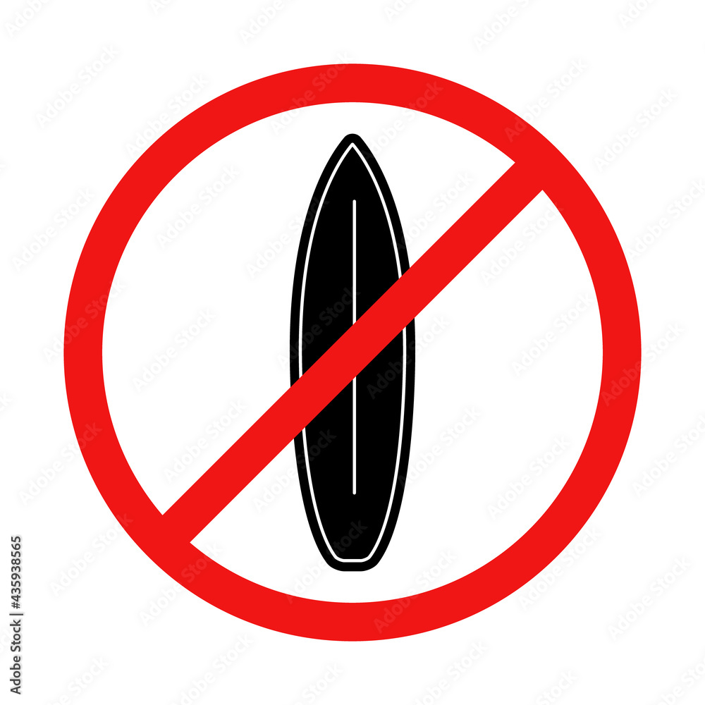Vector No Surfing Sign on White Background Vector No Surfing Sign on White Background