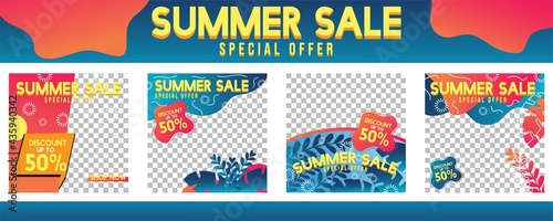 Vector Summer Flash Sale Social Media Design Template - Modern Social Media Templates suitable for advertisement