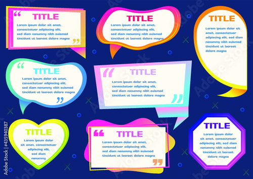 Set of modern gradient colorful speech bubbles in Flat style conversation,Vector illustration template. 