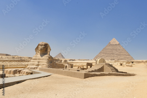 The Sphinx and Giza Pyramids in Cairo   Egypt