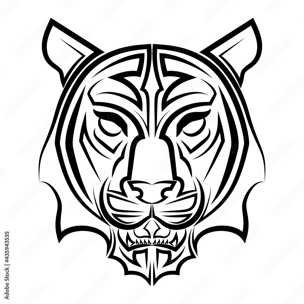Fototapeta premium Black and white line art of tiger head Good use for symbol mascot icon avatar tattoo T Shirt design logo or any design