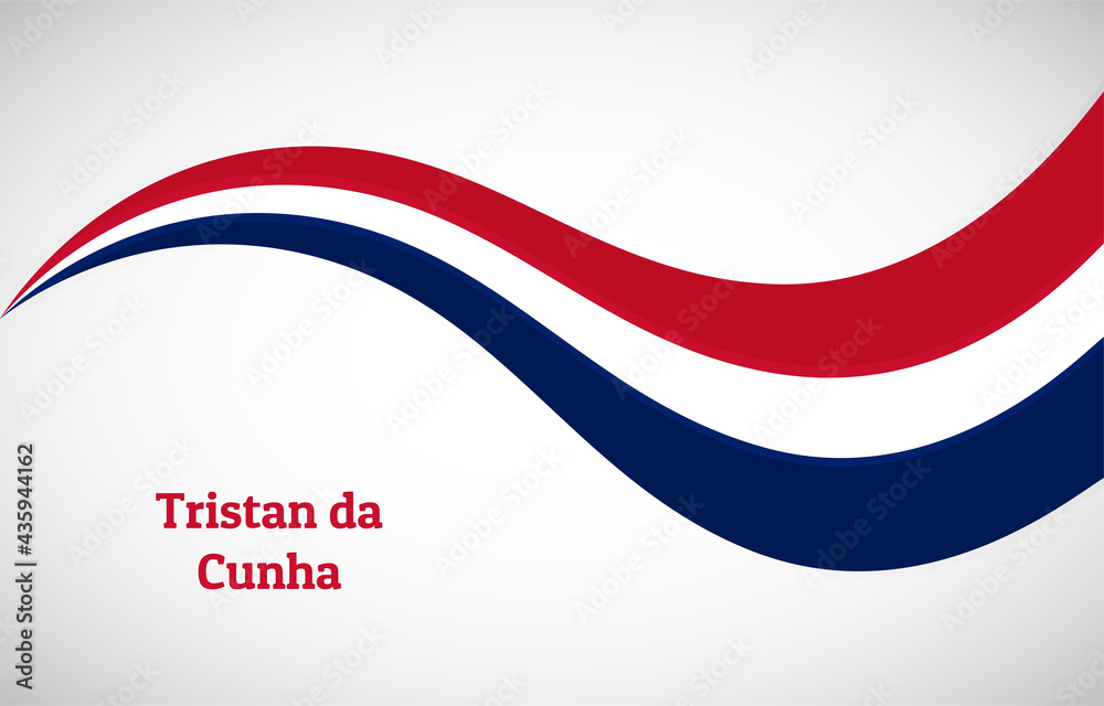 Abstract shiny wavy flag background. Happy national day of Tristan da Cunha with creative vector illustration Abstract shiny wavy flag background. Happy national day of Tristan da Cunha with creative vector illustration