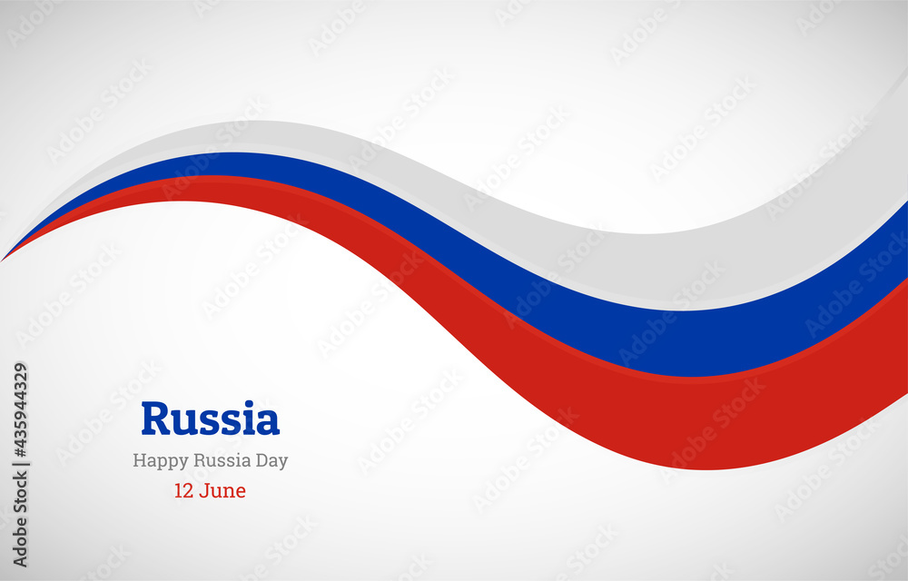 Fototapeta premium Abstract shiny Russia wavy flag background. Happy Russia day with creative vector illustration