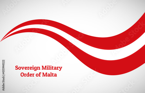 Abstract shiny wavy flag background. Happy national day of Sovereign Military Order of Malta with creative vector illustration