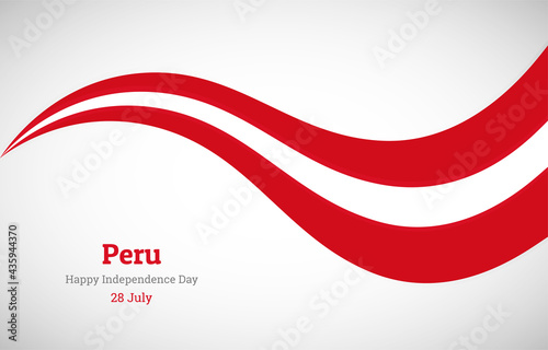 Abstract shiny Peru wavy flag background. Happy independence day of Peru with creative vector illustration