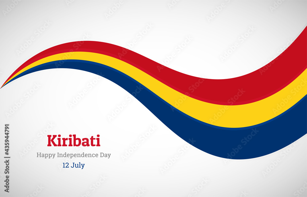 Abstract shiny Kiribati wavy flag background. Happy independence day of Kiribati with creative vector illustration Abstract shiny Kiribati wavy flag background. Happy independence day of Kiribati with creative vector illustration