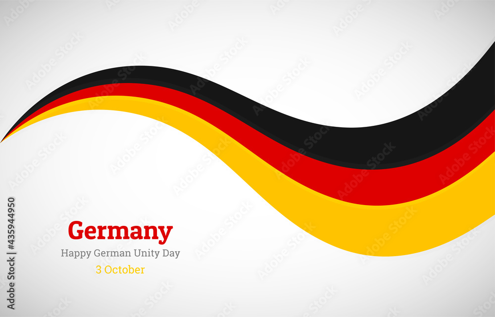 Abstract shiny Germany wavy flag background. Happy german unity day of Germany with creative vector illustration