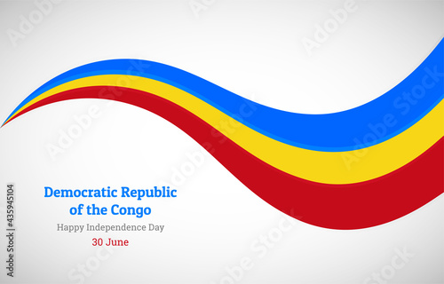 Abstract shiny wavy flag background. Happy independence day of Democratic Republic of the Congo with creative vector illustration