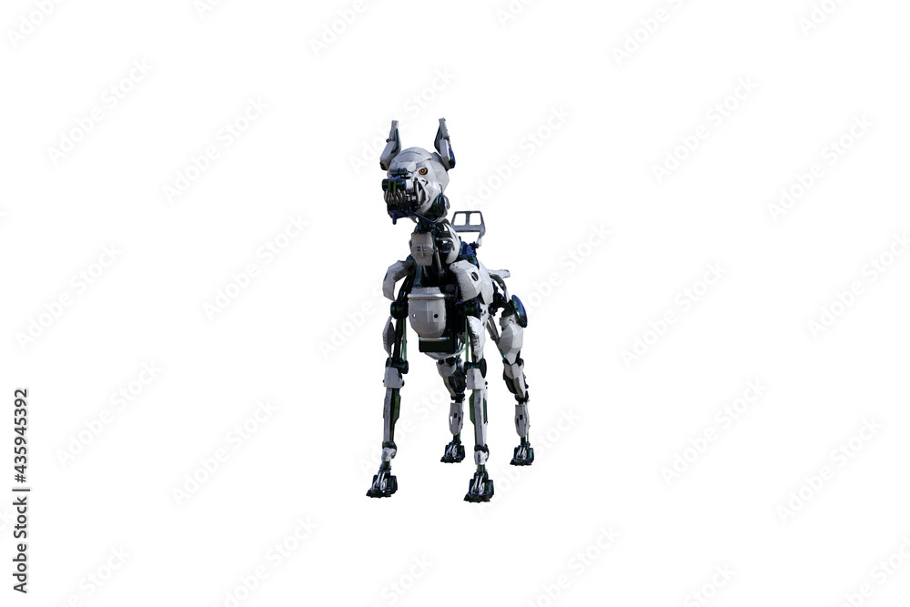 Cyborg dog with various poses for using a collage. Cyborg dog with black and white textures created in 15 degree steps. 3D rendering, 3D illustration Cyborg dog with various poses for using a collage. Cyborg dog with black and white textures created in 15 degree steps. 3D rendering, 3D illustration
