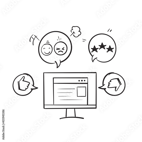 hand drawn doodle customer feedback experience scale illustration vector