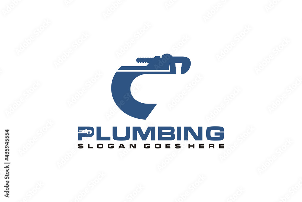 C Initial for Plumbing Service Logo Template, Water Service Logo icon vector.