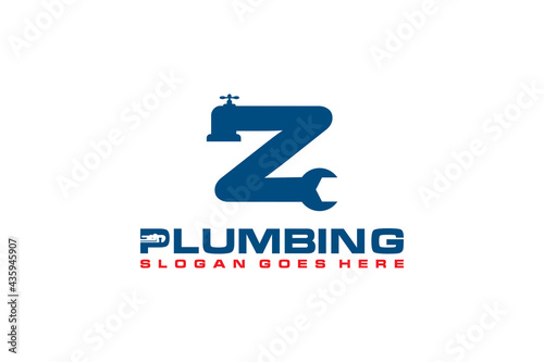 Z Initial for Plumbing Service Logo Template, Water Service Logo icon vector.