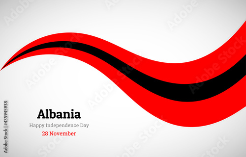 Abstract shiny Albania wavy flag background. Happy independence day of Albania with creative vector illustration