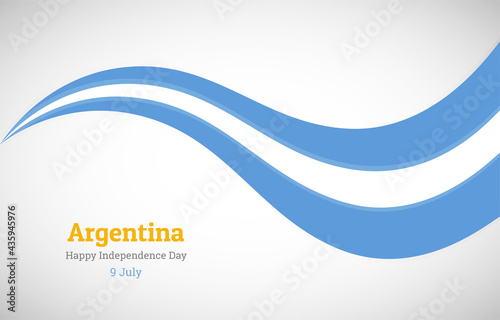 Abstract shiny Argentina wavy flag background. Happy independence day of Argentina with creative vector illustration