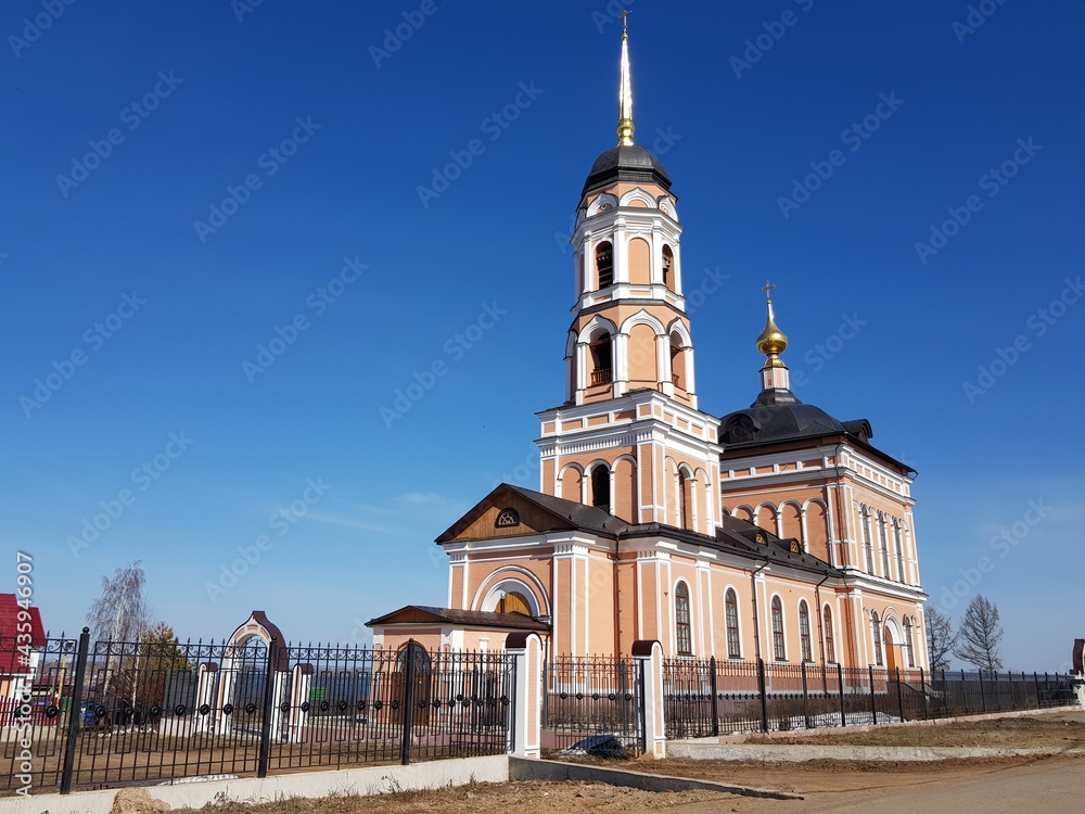 Orthodox church on a background of blue sky.