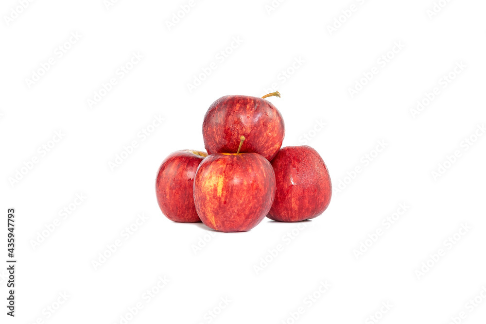 Group of red apples isolated on white background
